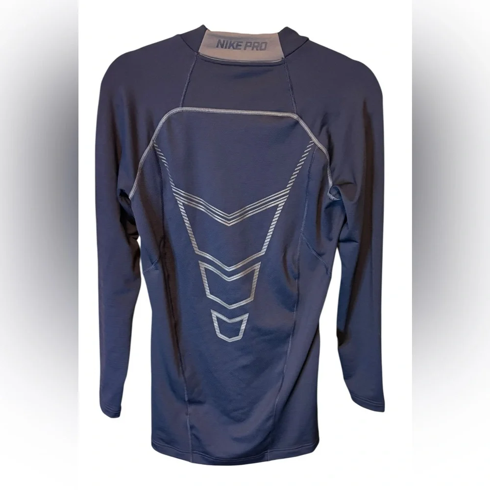 Nike Pro Combat Hyperwarm Dri-FIT Compression Shirt Navy Blue Size Large